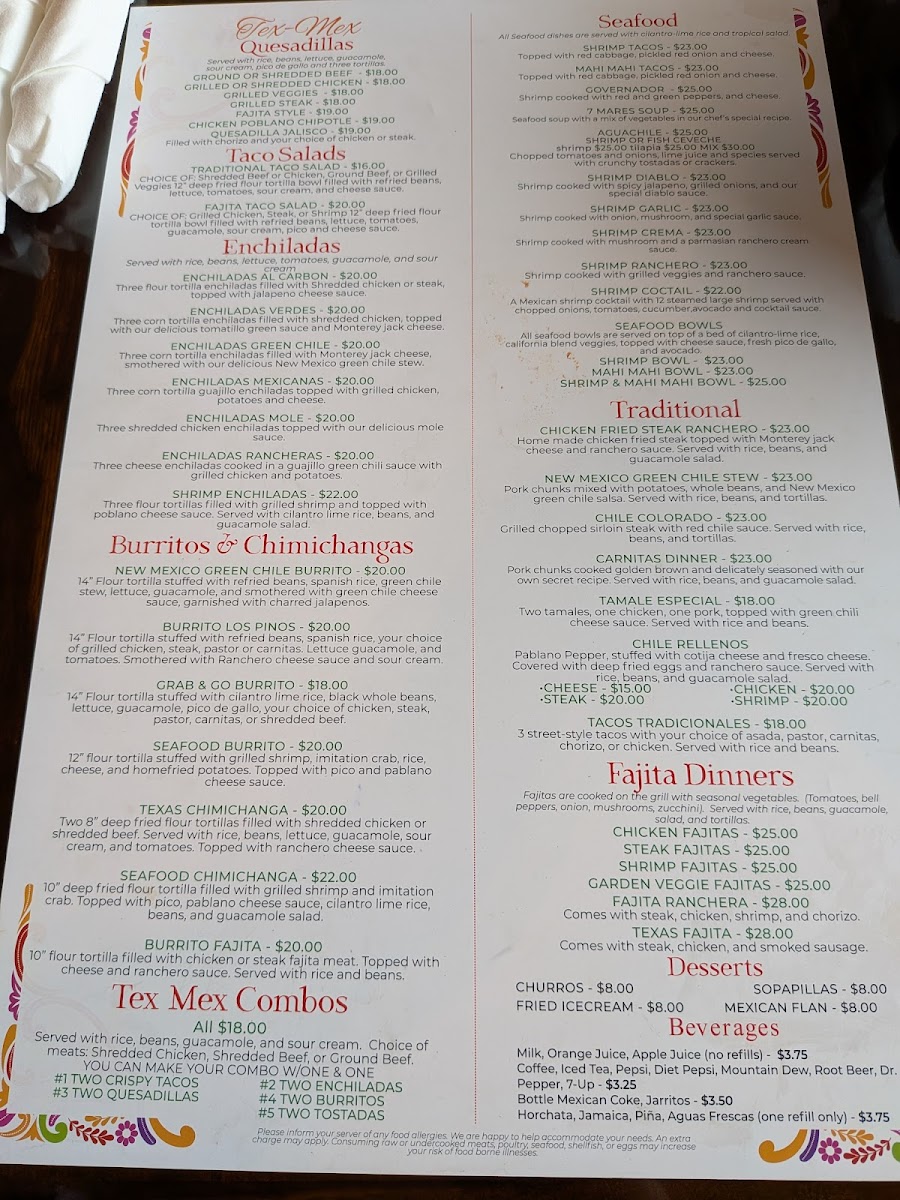 Menu Los Pinos Mexican Restaurant-1