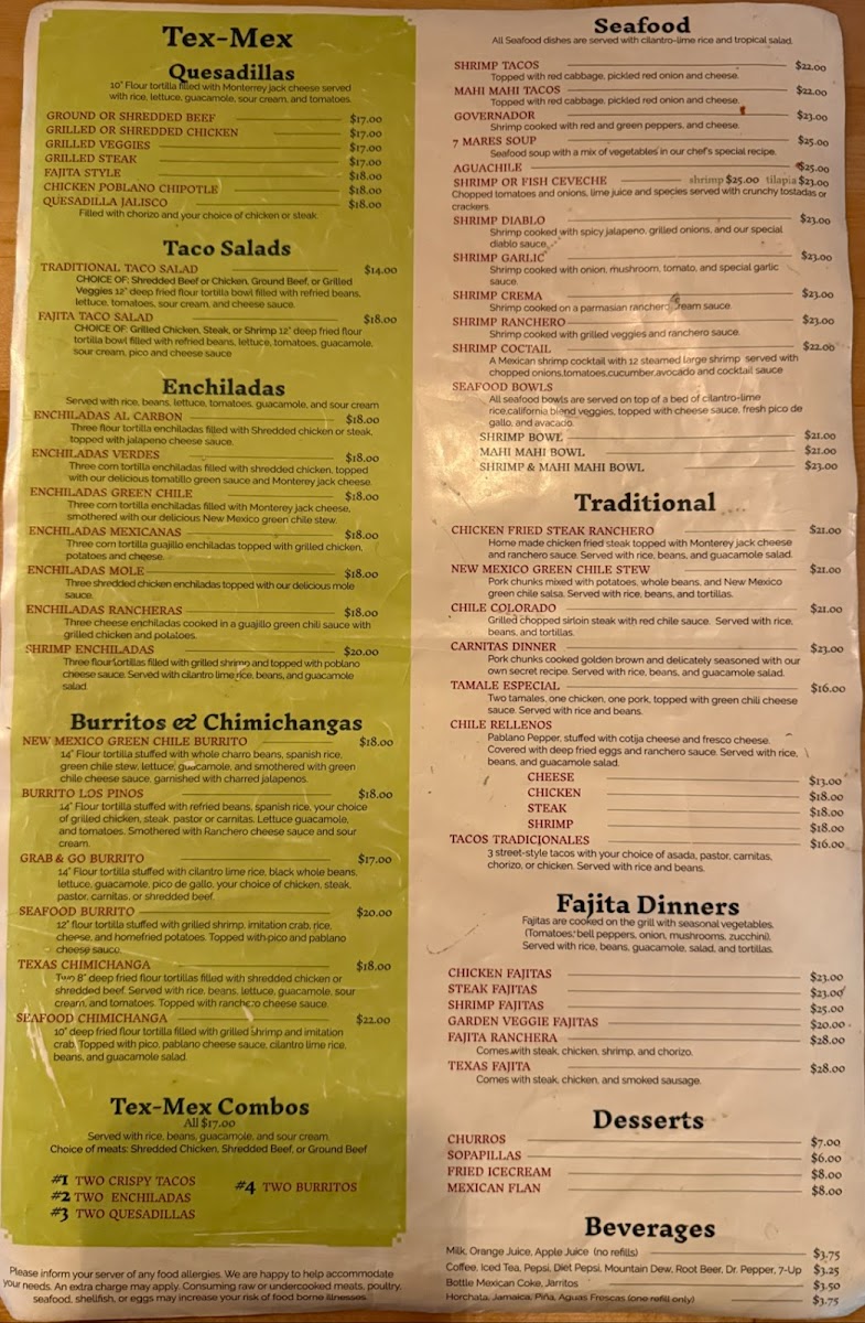 Menu Los Pinos Mexican Restaurant-3