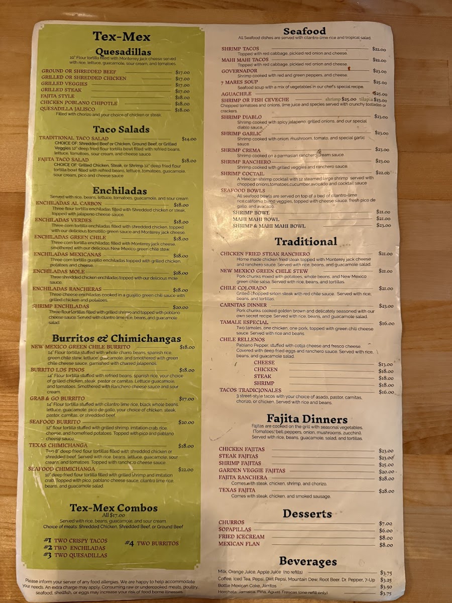 Menu Los Pinos Mexican Restaurant-5